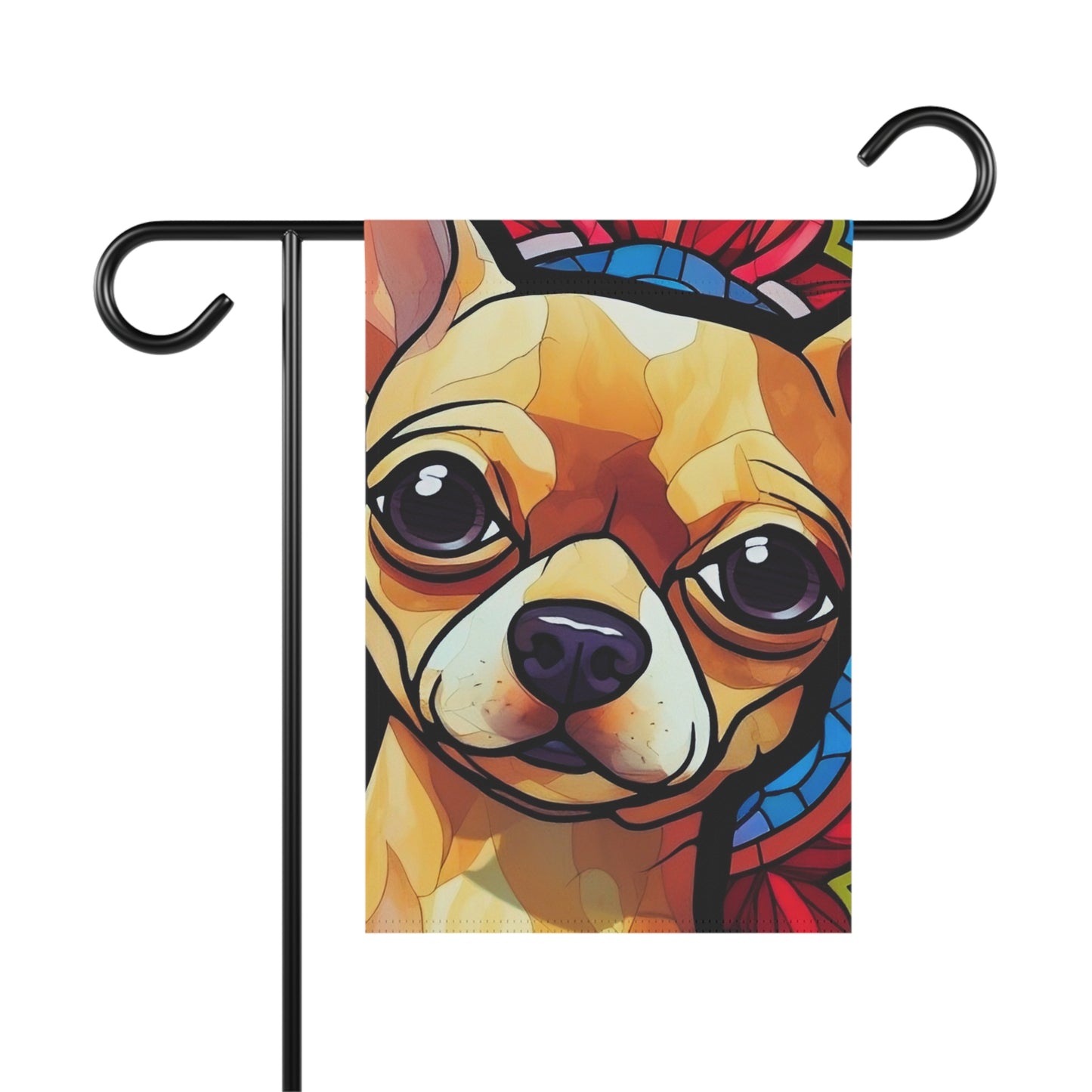 Chihuahua Face Stained Glass Look 2-Sided Garden & House Flag/Banner