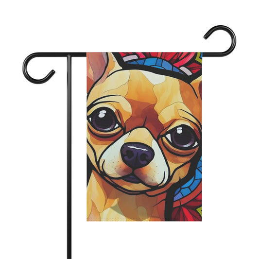 Chihuahua Face Stained Glass Look 2-Sided Garden & House Flag/Banner