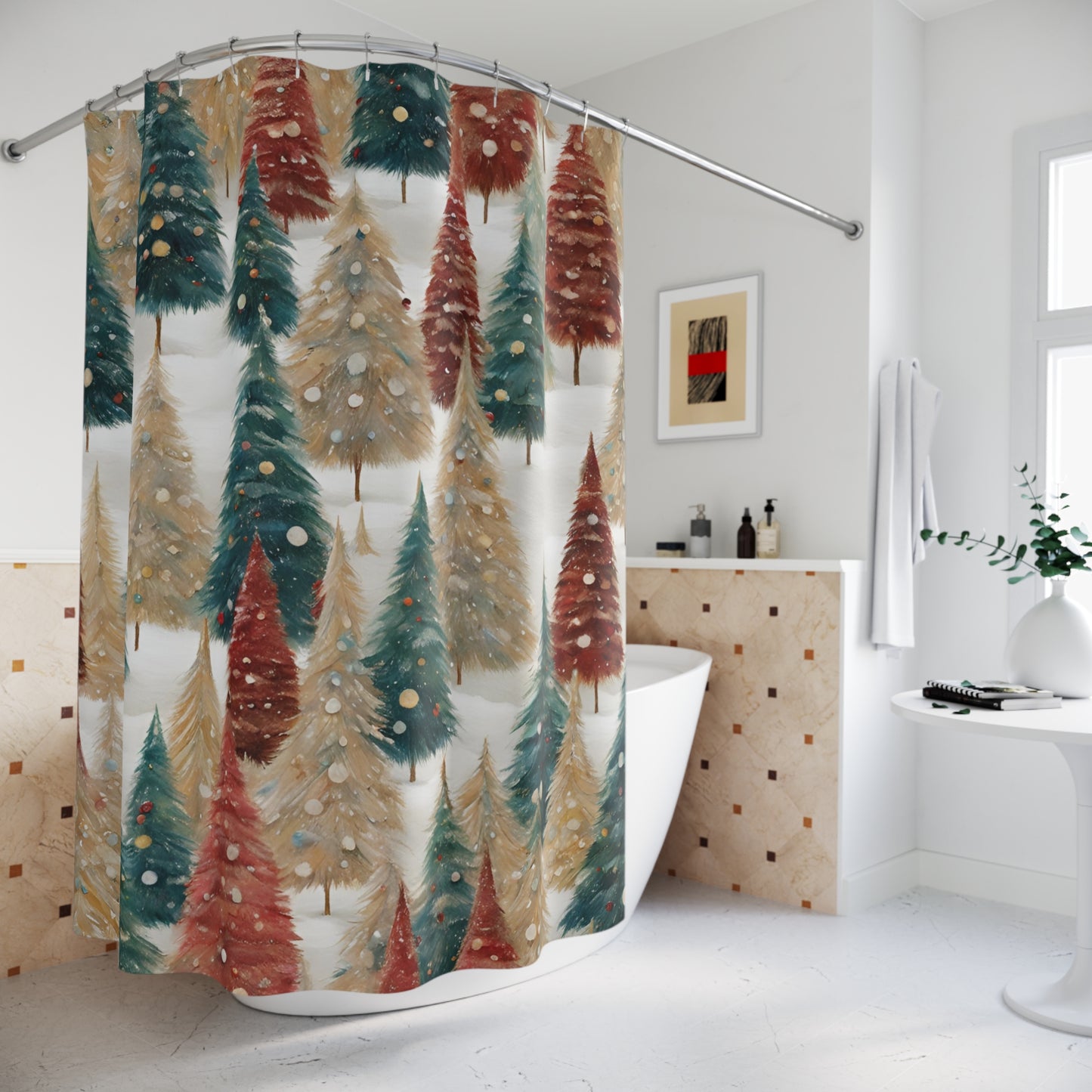 Pines in the Snow Shower Curtain