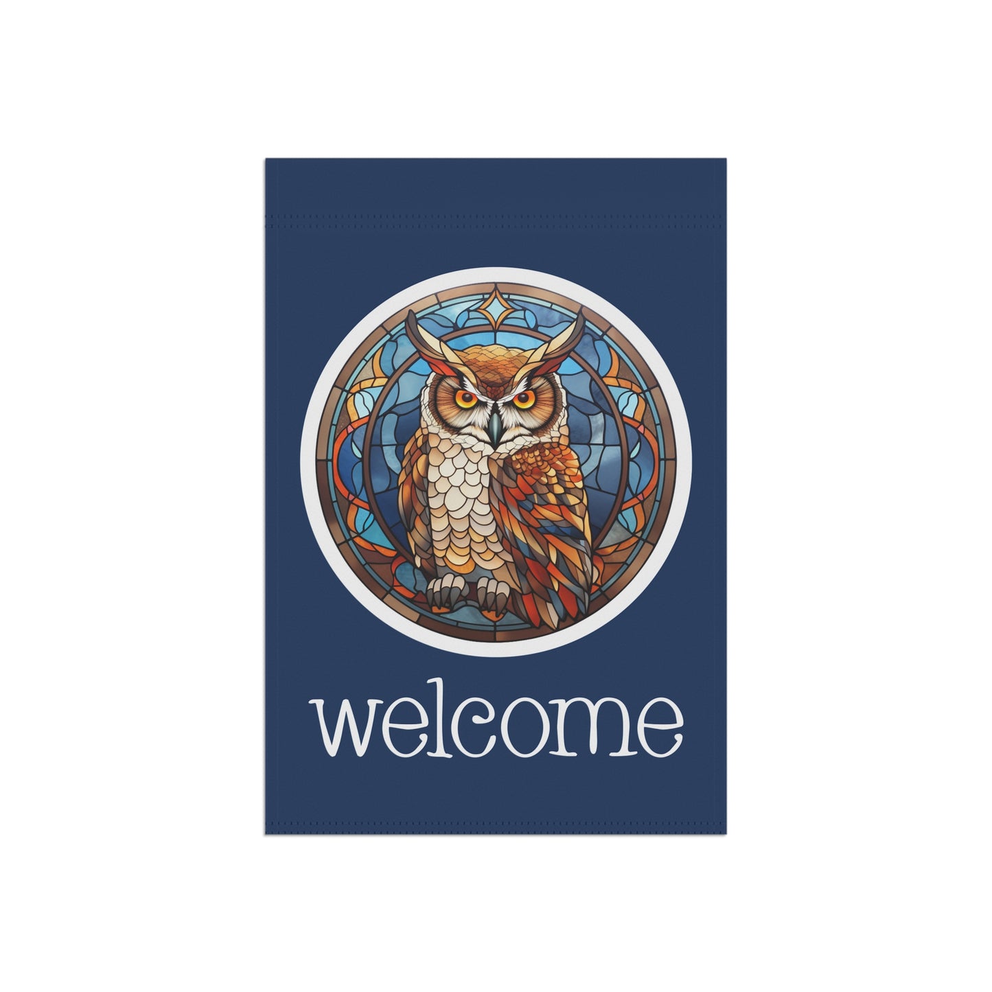 Great Horned Owl Welcome 2-Sided Garden & House Flag/Banner