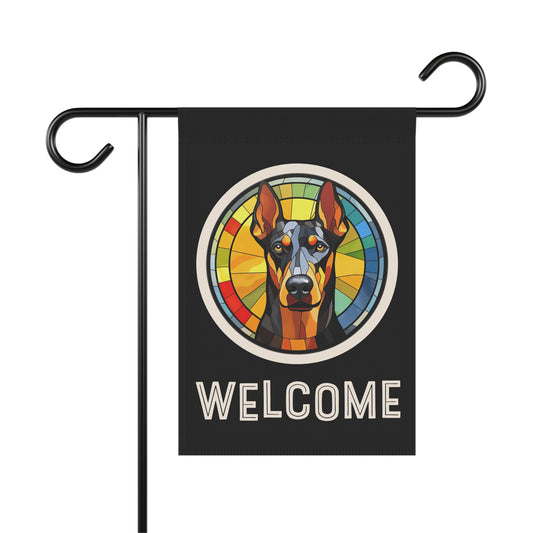 Doberman Pinscher Welcome 2-Sided Garden & House Flag/Banner