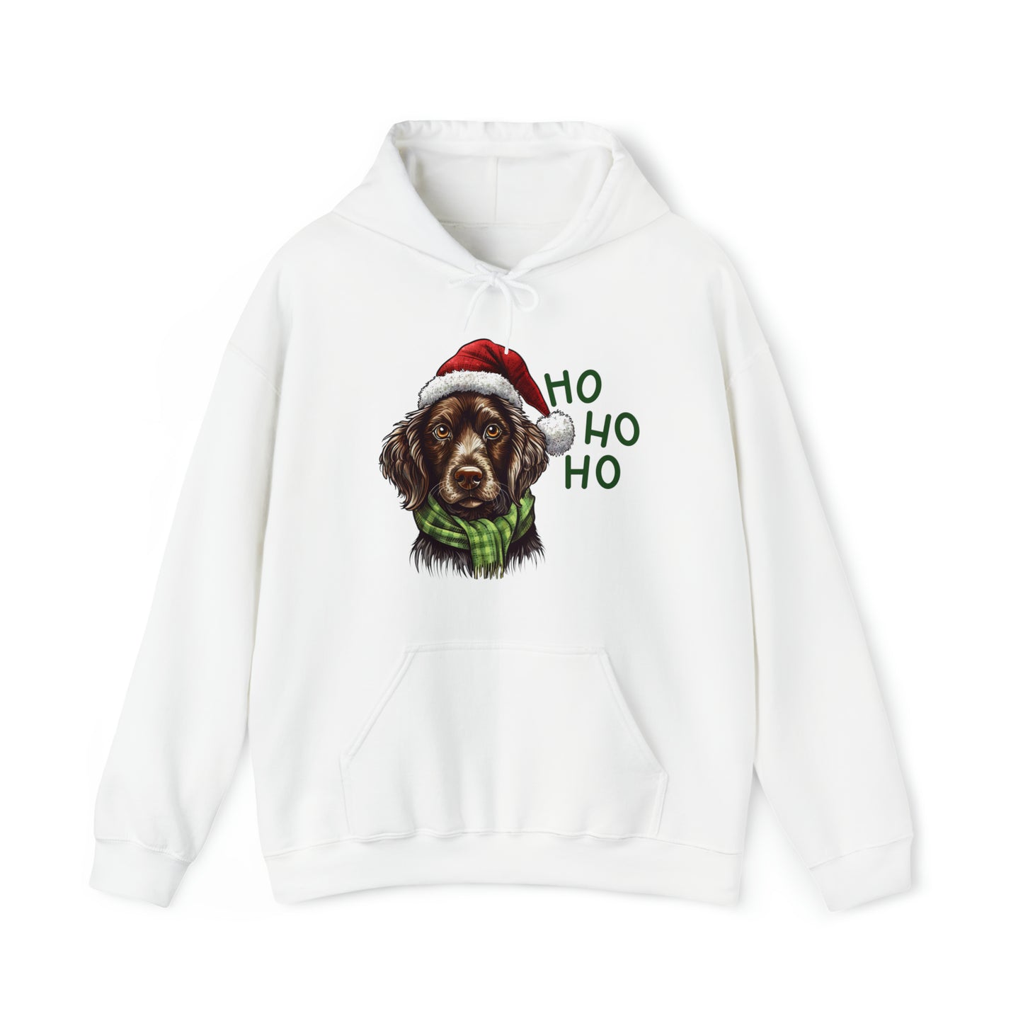 Ho Ho Ho Ready For Christmas Cute Dog in Santa Hat Unisex Heavy Blend™ Hooded Sweatshirt