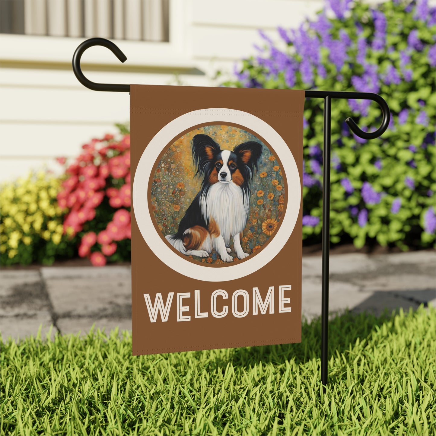 Papillon Welcome 2-Sided Garden & House Flag/Banner