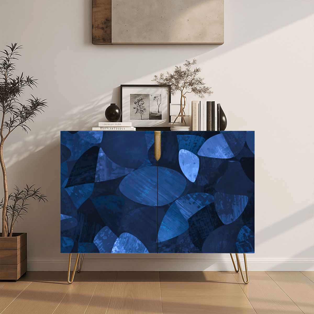 Blue Contemporary Wooden Storage Cabinet (Made in USA)