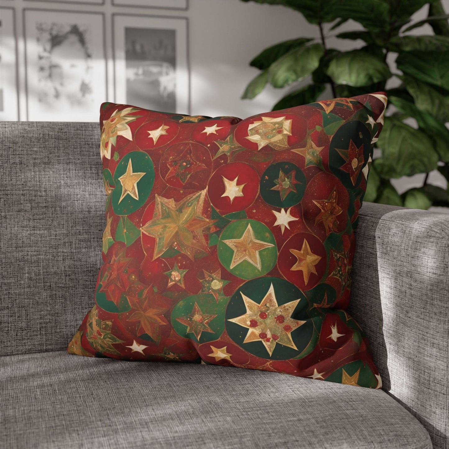 Holidaze Starz Square Poly Canvas Pillowcase