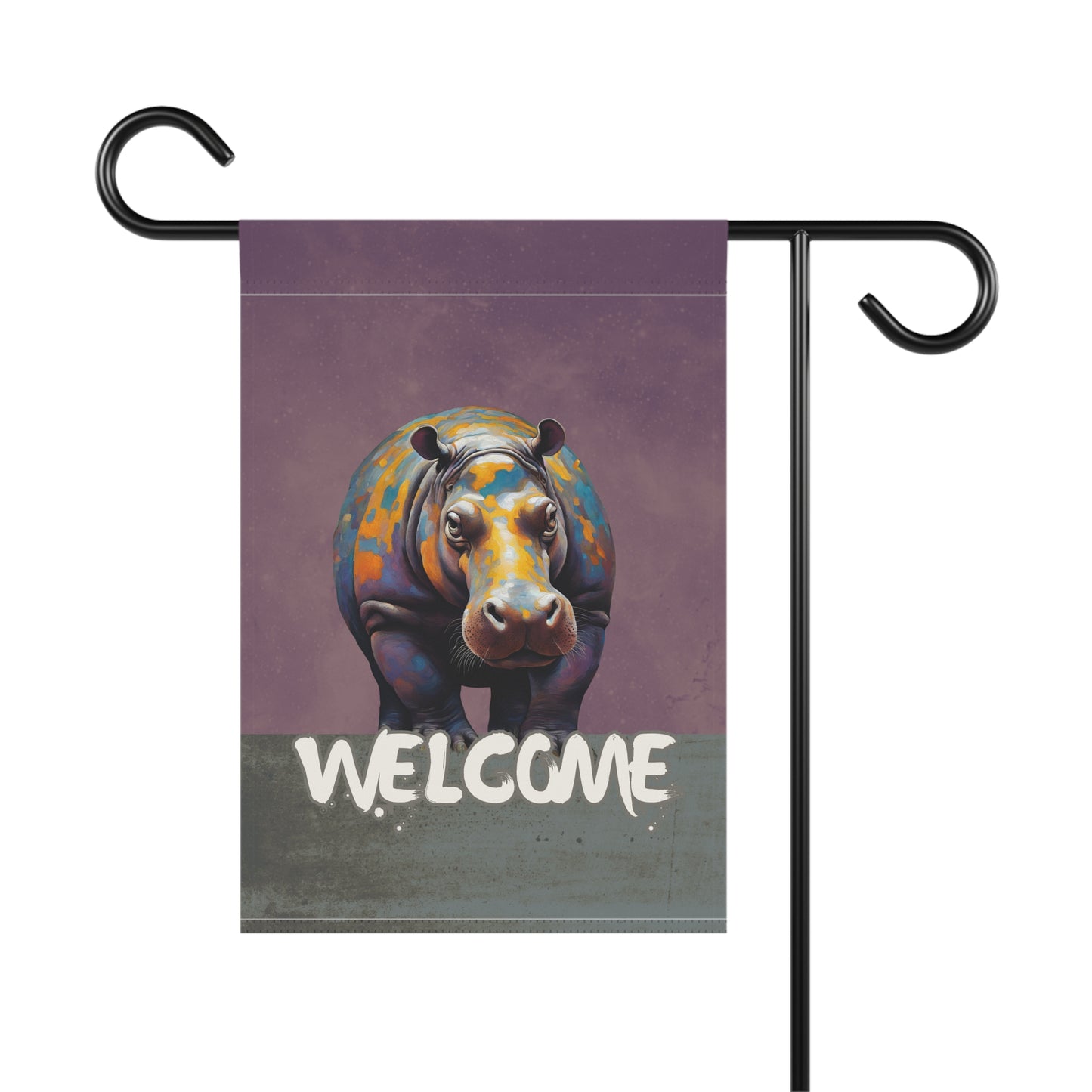 Hippo Welcome 2-Sided Garden & House Flag/Banner