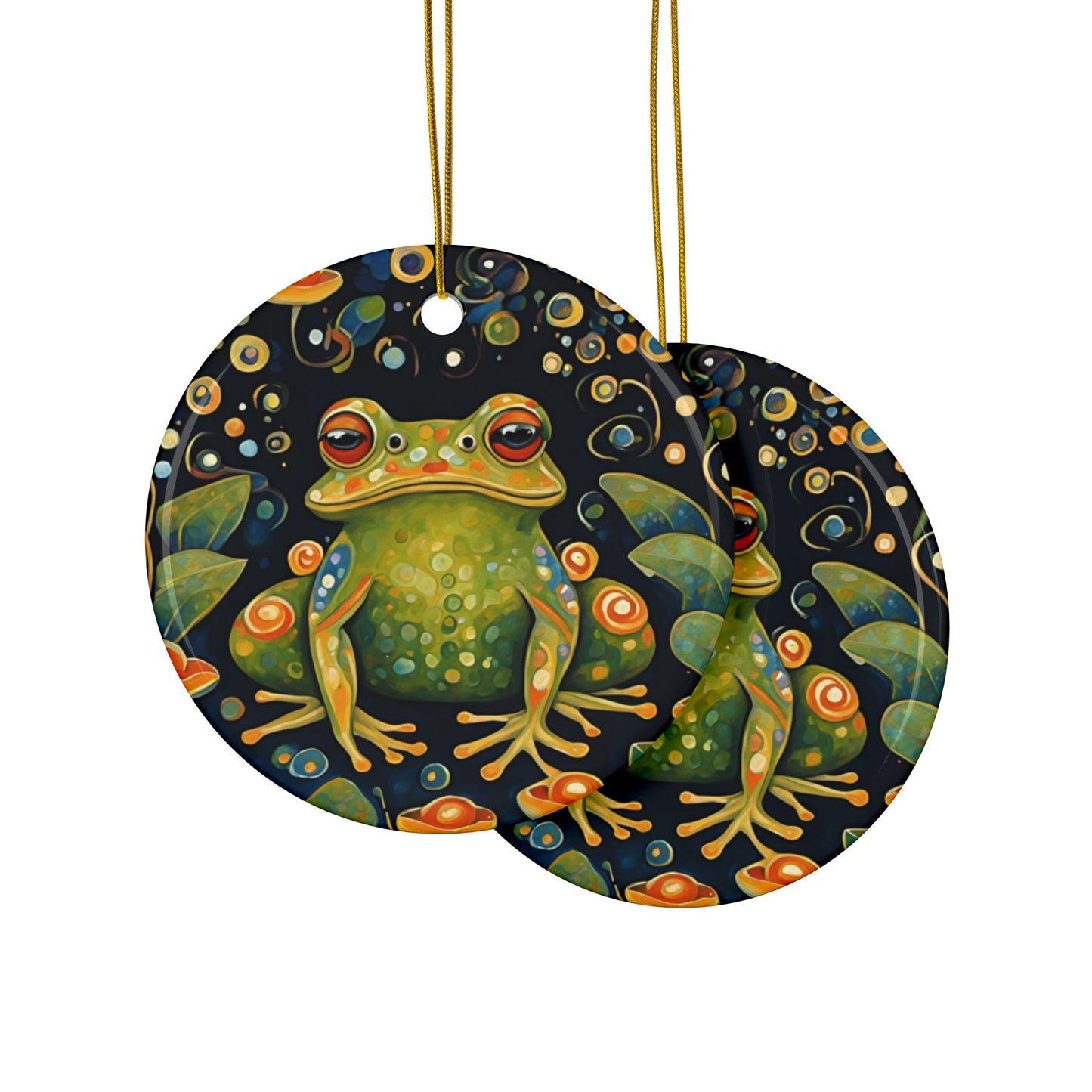 Frog 3" Ceramic Ornaments, 2-Side Print, (1pc, 10pcs)