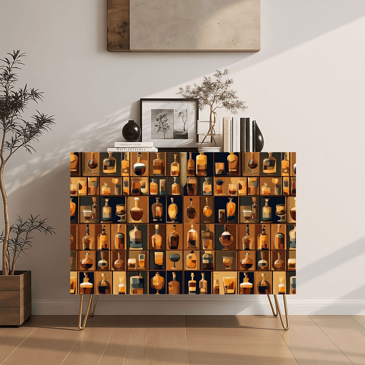 Bar Art Wooden Storage Cabinet (Made in USA)