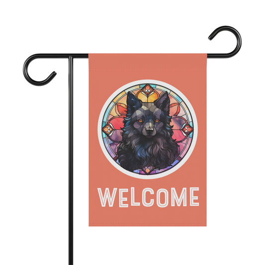 Schipperke Welcome 2-Sided Garden & House Flag/Banner