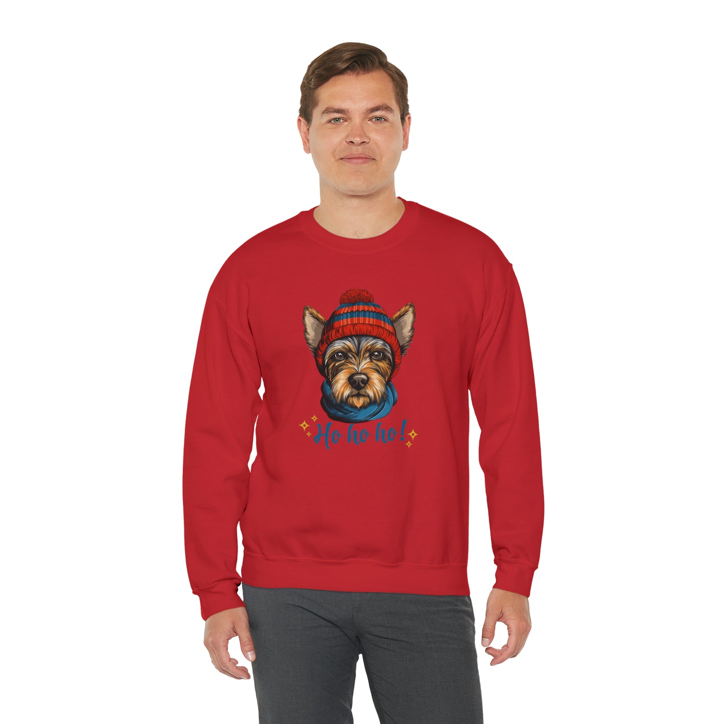 Ho Ho Ho Scottish Terrier in Hat & Scarf  Unisex Heavy Blend™ Crewneck Sweatshirt