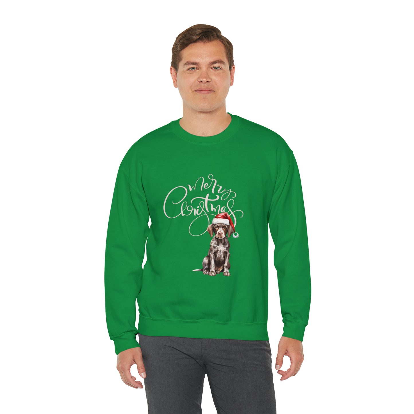 Merry Christmas Puppy in Santa Hat Unisex Heavy Blend™ Crewneck Sweatshirt