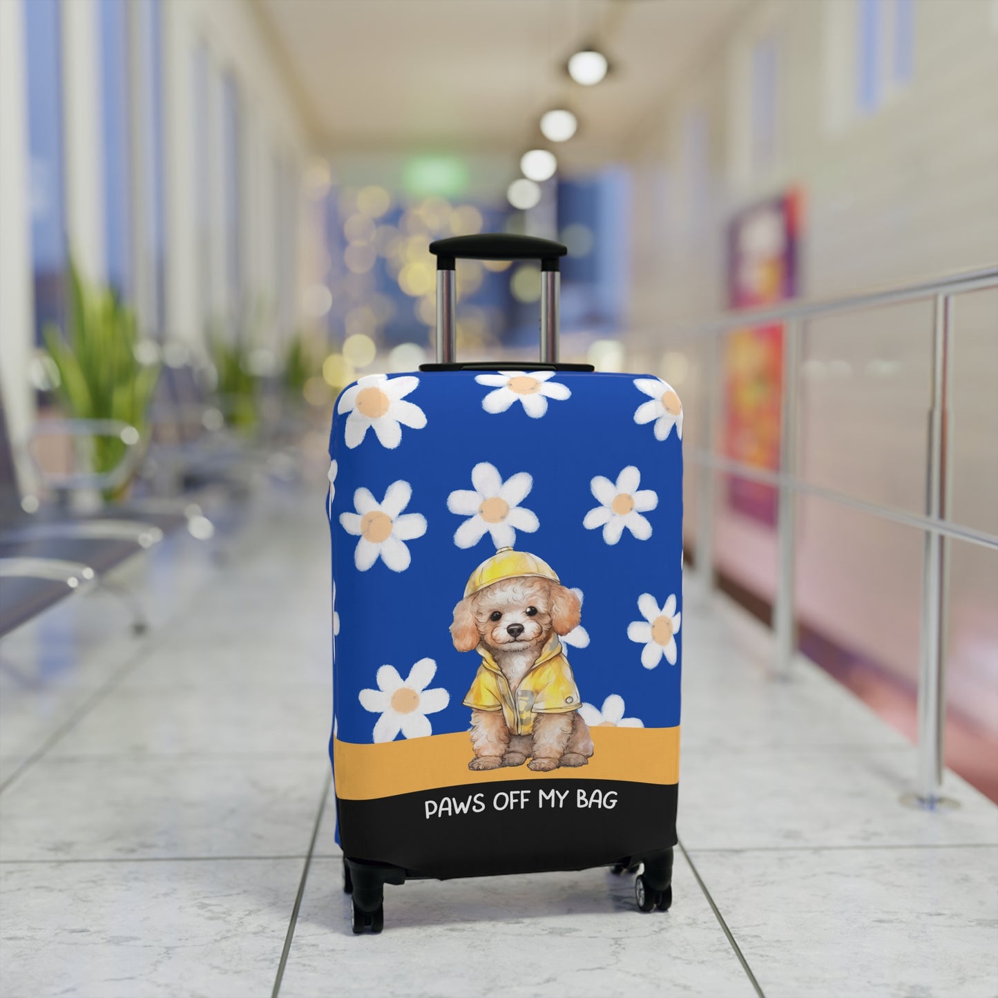 Poodle in Yellow Rain Jacket Paws Off My Bag Luggage Cover