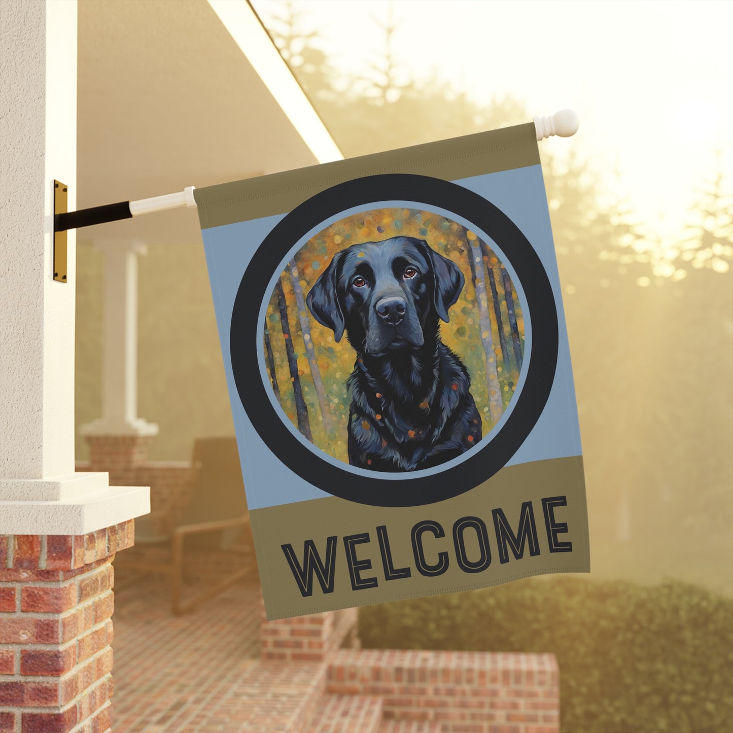 Black Labrador Welcome 2-Sided Garden & House Flag/Banner