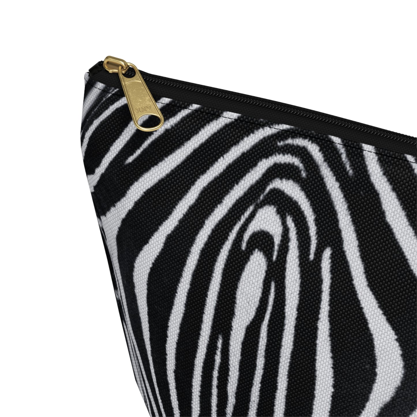 Zebra Closeup Black & White Makeup Zipper Accessory Pouch w T-bottom