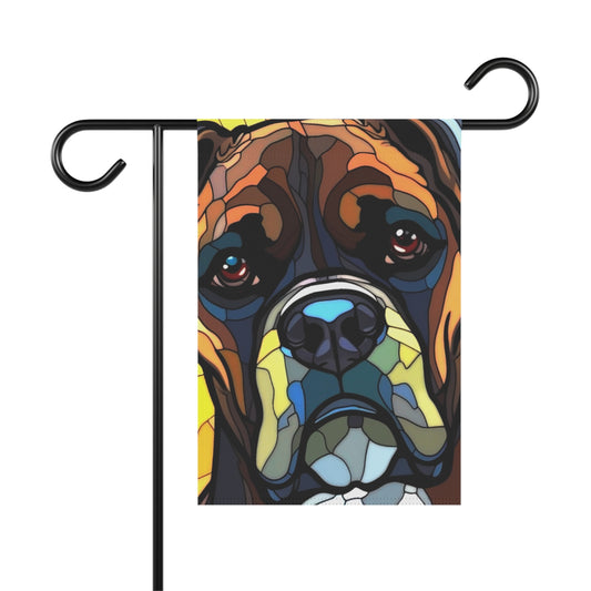 Boxer Face Stained Glass Look 2-Sided Garden & House Flag/Banner