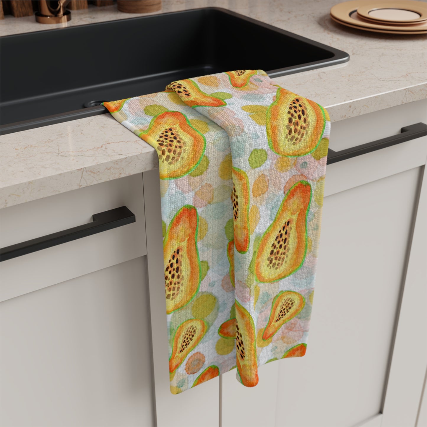 Peppy Papaya Microfiber Tea Towel