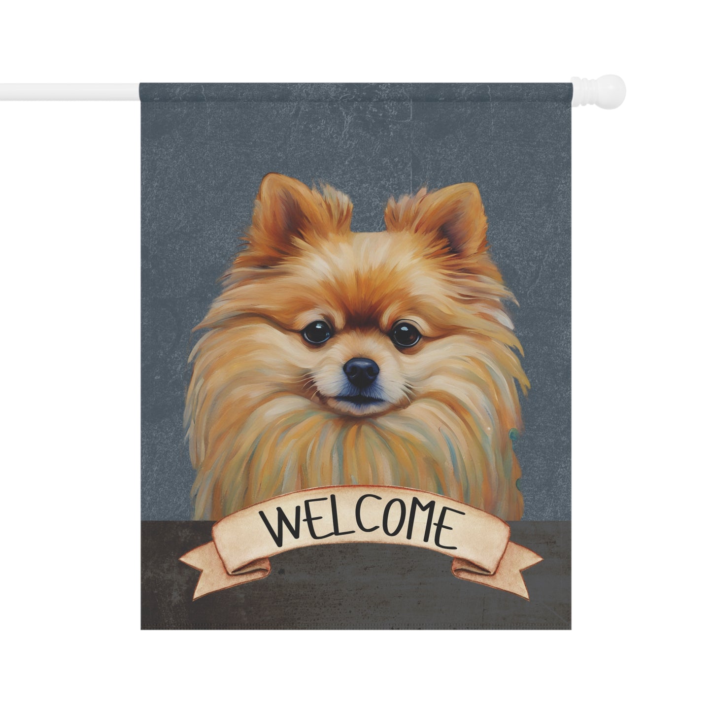 Pomeranian Welcome 2-Sided Garden & House Flag/Banner