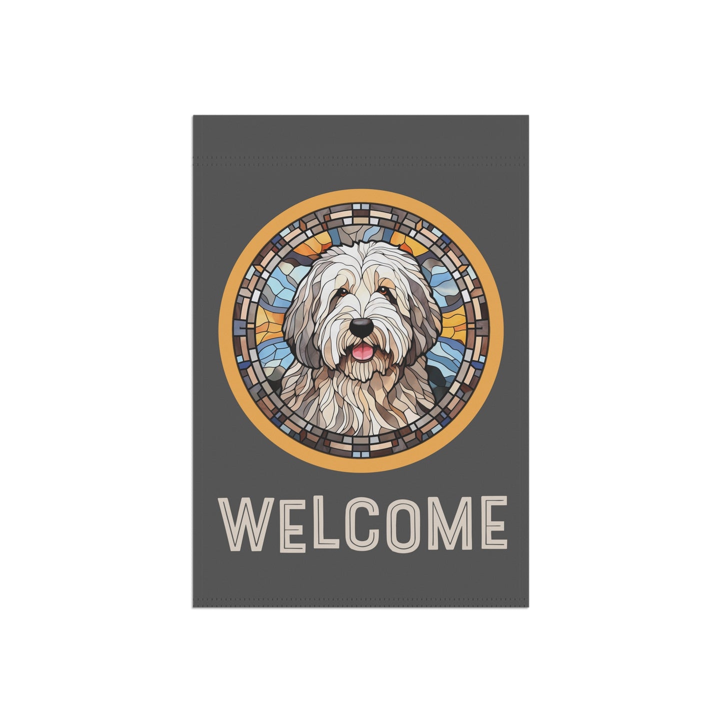Old English Sheepdog Welcome 2-Sided Garden & House Flag/Banner