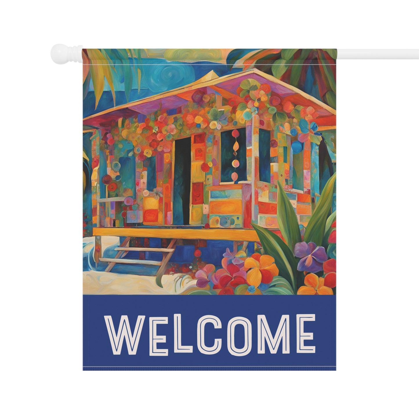 Tropical Hideout Welcome 2-Sided Garden & House Flag/Banner