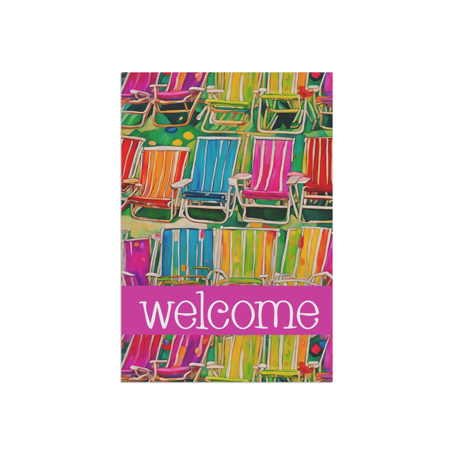 Beach Chairs Welcome 2-Sided Garden & House Flag/Banner