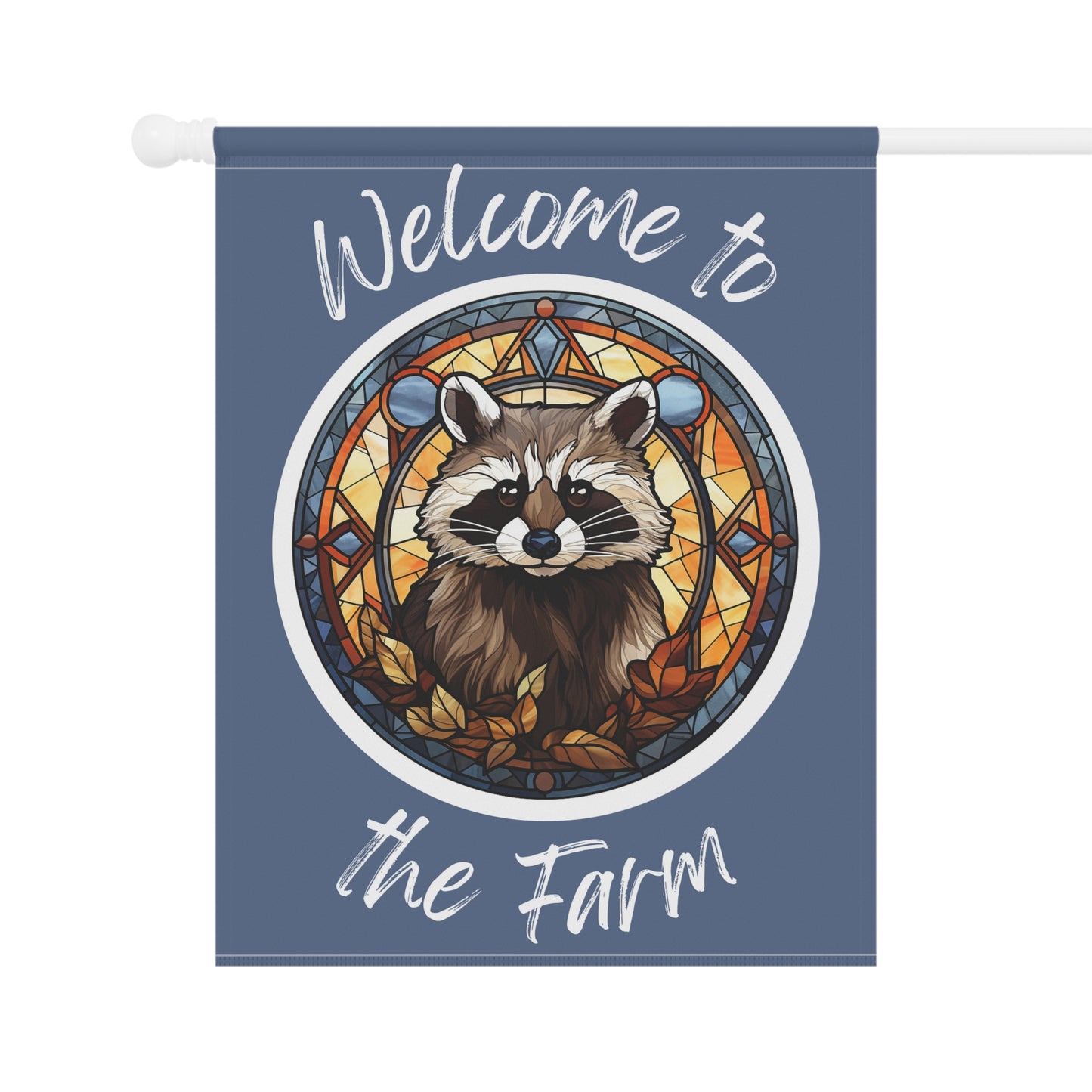 Welcome to the Farm Raccoon 2-Sided Garden & House Flag/Banner