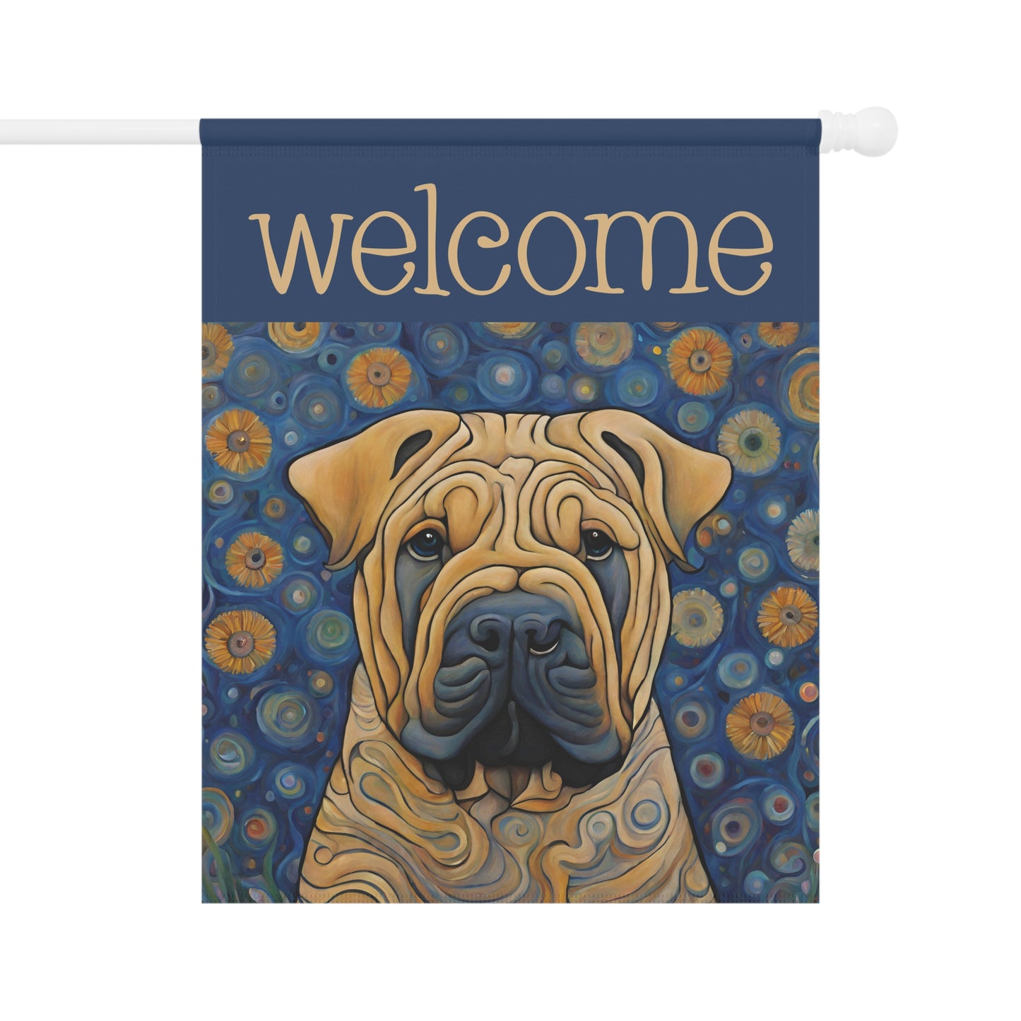 Shar Pei Welcome 2-Sided Garden & House Flag/Banner