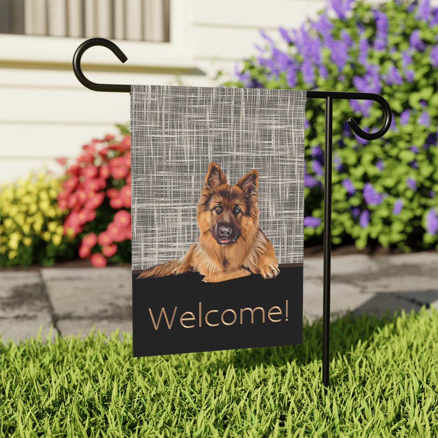 German Shepherd Welcome 2-Sided Garden & House Flag/Banner