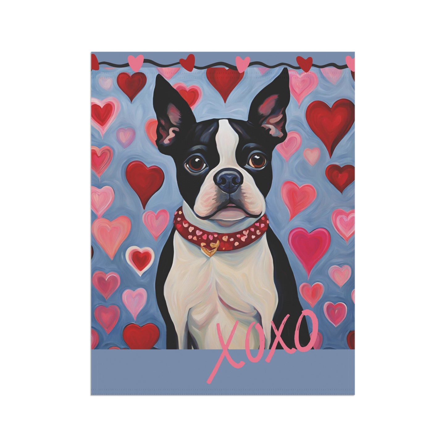 Boston Terrier Valentine 2-Sided Garden & House Flag/Banner