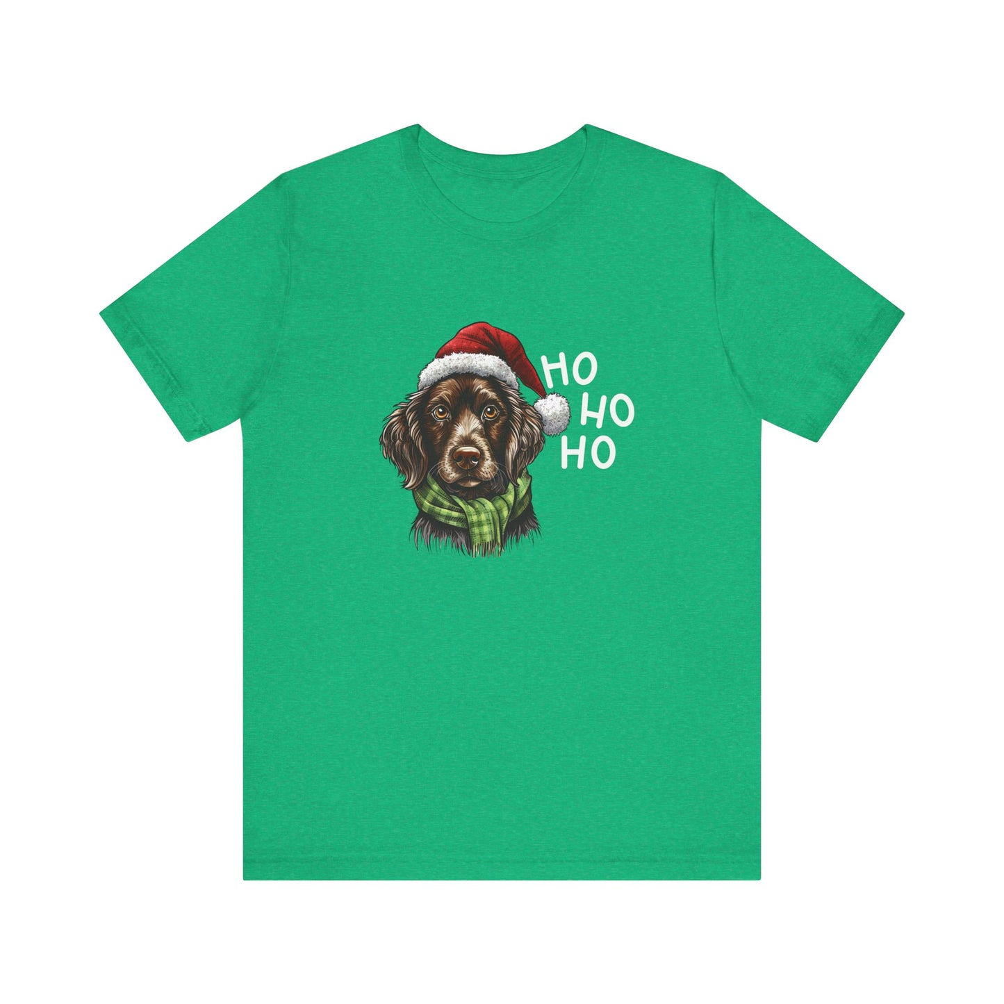 Ho Ho Ho Ready for Christmas Dog in Santa Hat & Scarf Unisex Jersey Short Sleeve Tee