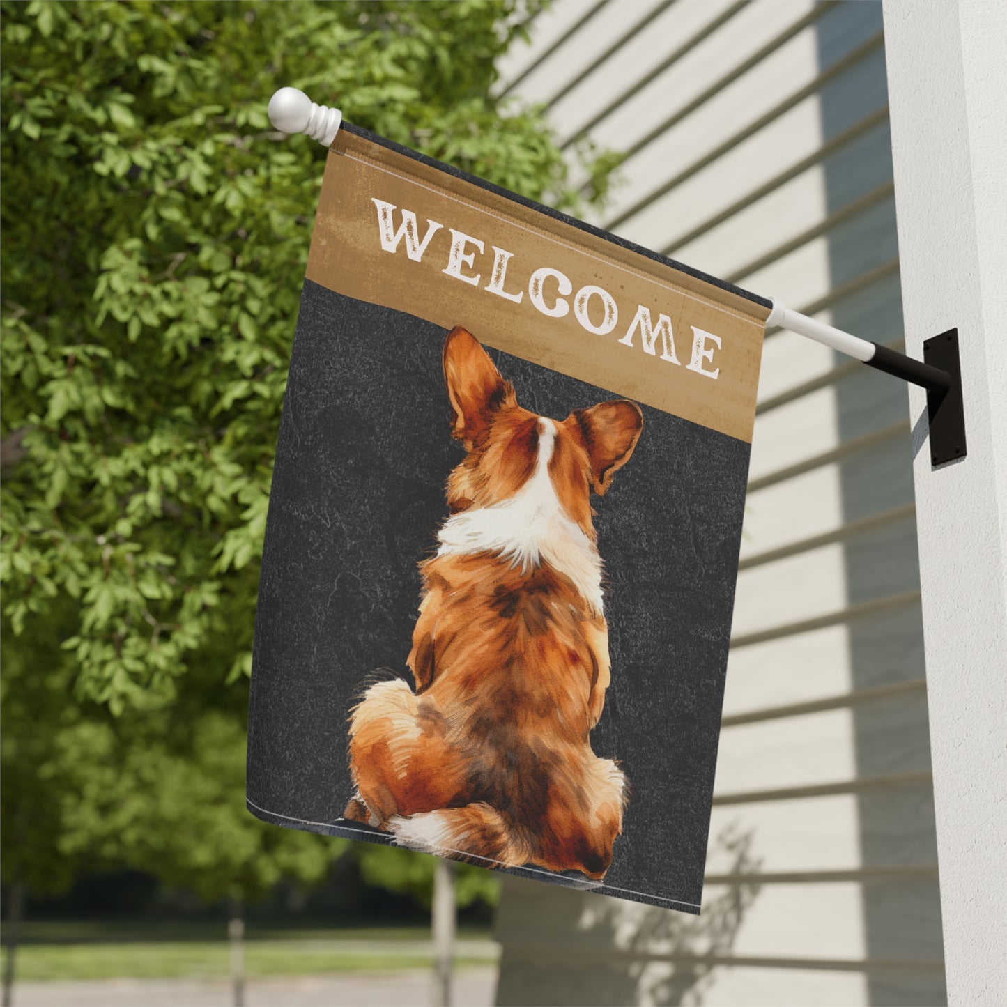 Corgi Welcome 2-Sided Garden & House Flag/Banner