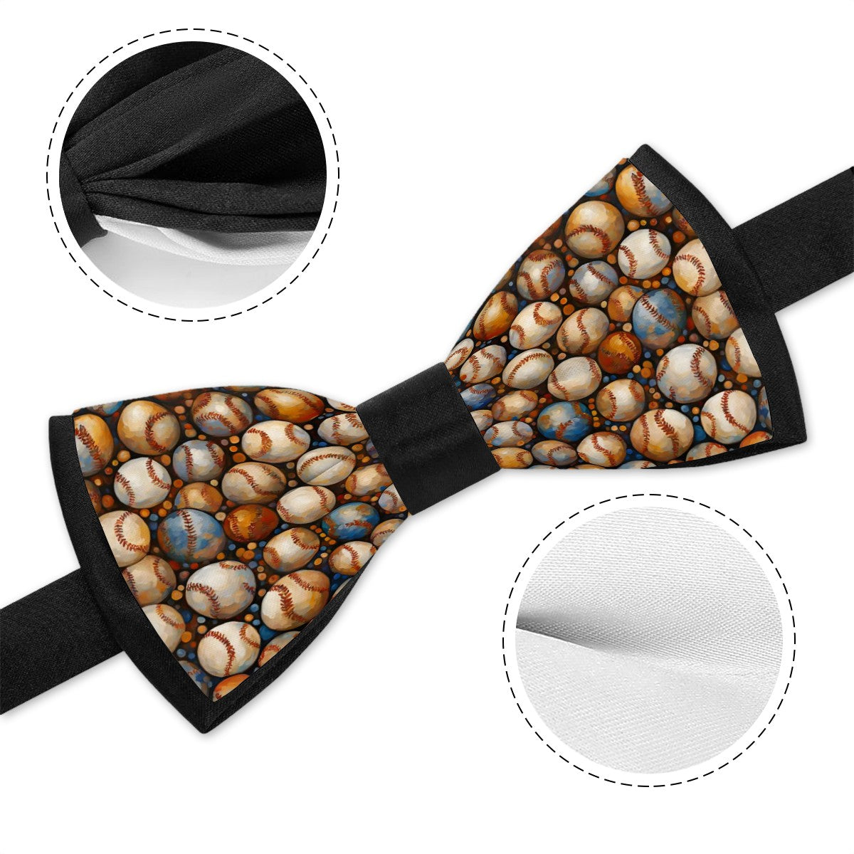 Vintage Baseballs Adjustable Bow Tie