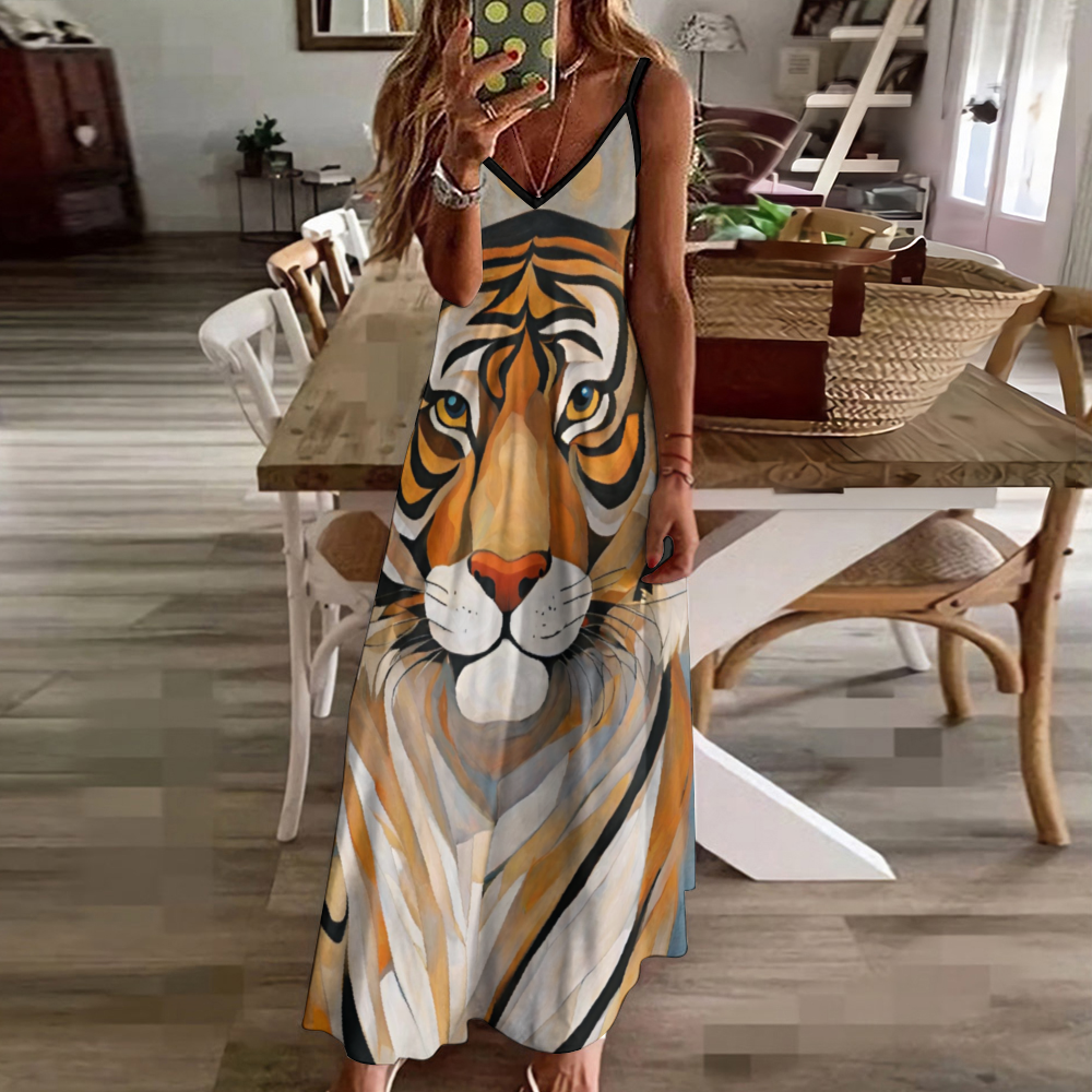 The Tiger Women's Summer Fashion Maxi Slip Dress