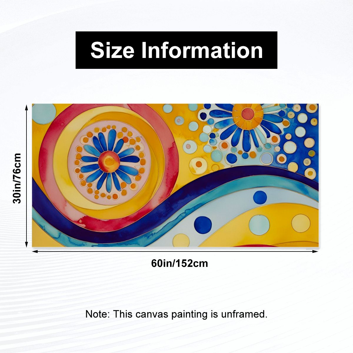 60" x 30" Printed Canvas Fabric Wall Art - No Frame (Made in USA)