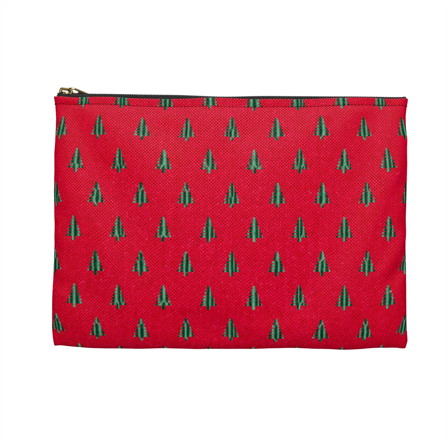 Tiny Tree Print on Red Accessory Pouch