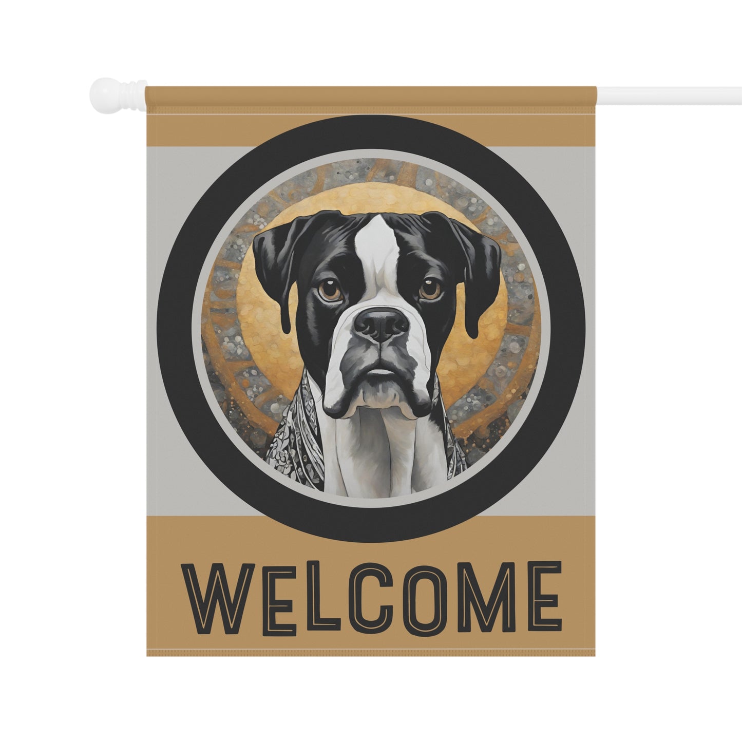 Boxer (Black & White) Welcome 2-Sided Garden & House Flag/Banner