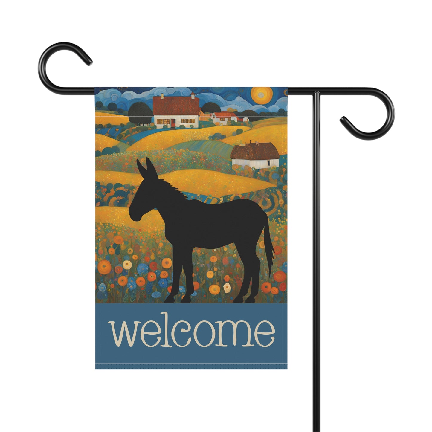 Donkey Silhouette Welcome 2-Sided Garden & House Flag/Banner