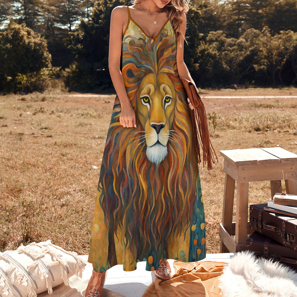 Lion's Mane Women's Summer Fashion Maxi Slip Dress