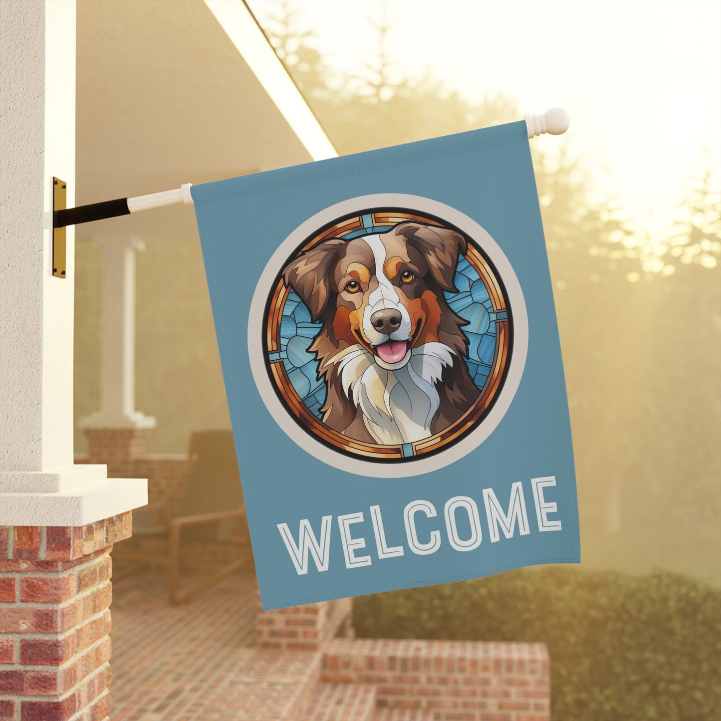 Australian Shepherd Welcome 2-Sided Garden & House Flag/Banner