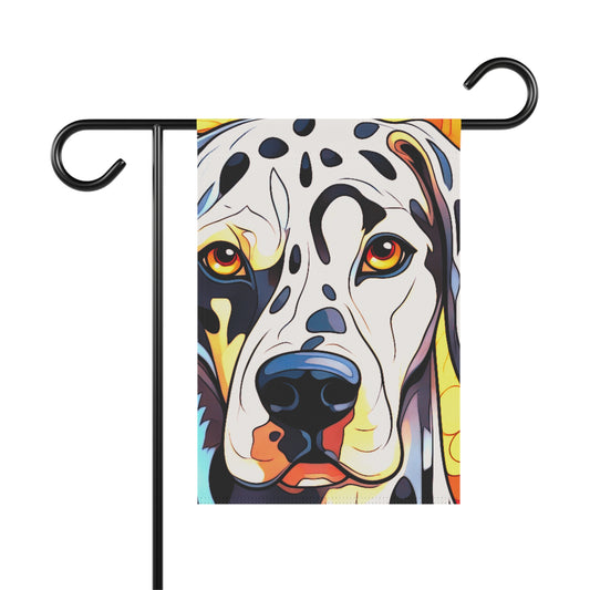 Dalmatian Face Stained Glass Look 2-Sided Garden & House Flag/Banner