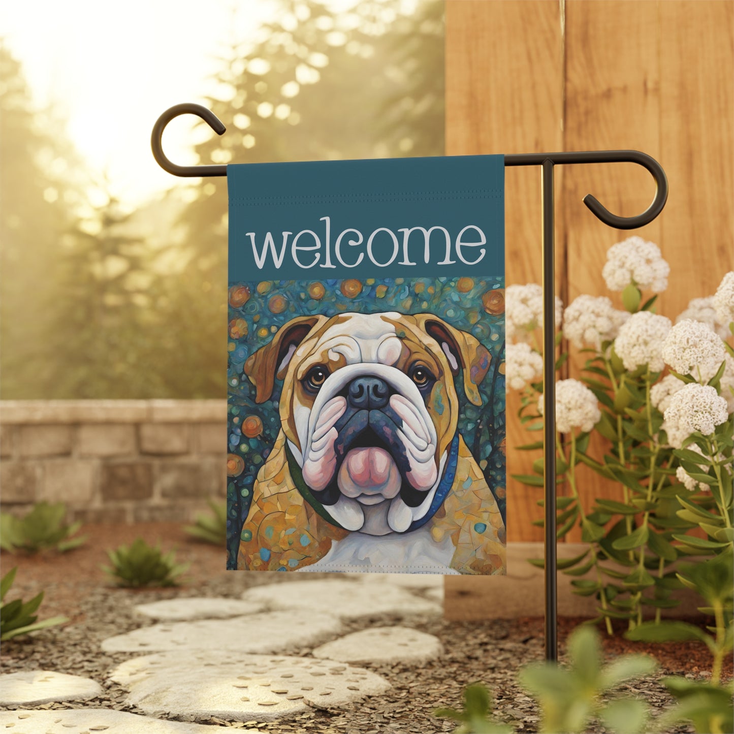 English Bulldog Welcome 2-Sided Garden & House Flag/Banner