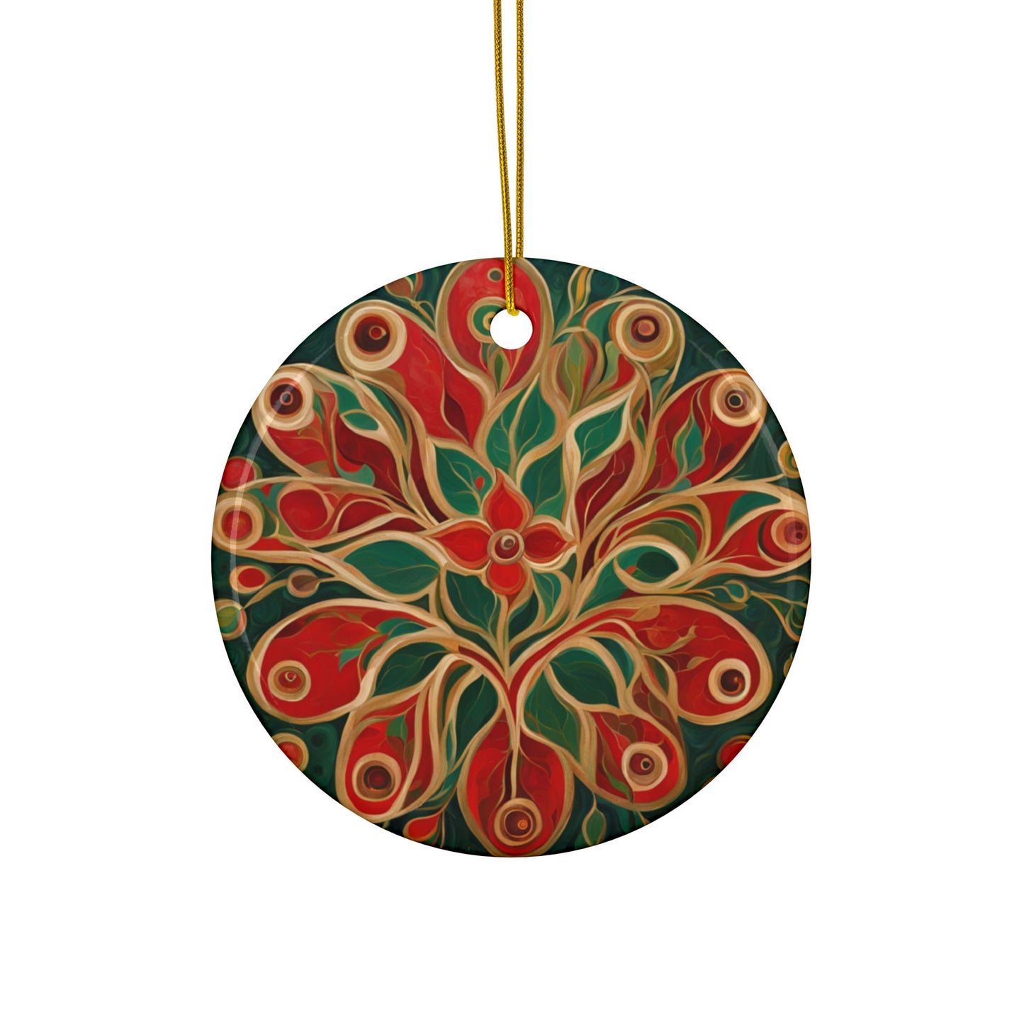 Holiday Bloom 3" Ceramic Ornaments, 2-Side Print, (1pc, 10pcs)