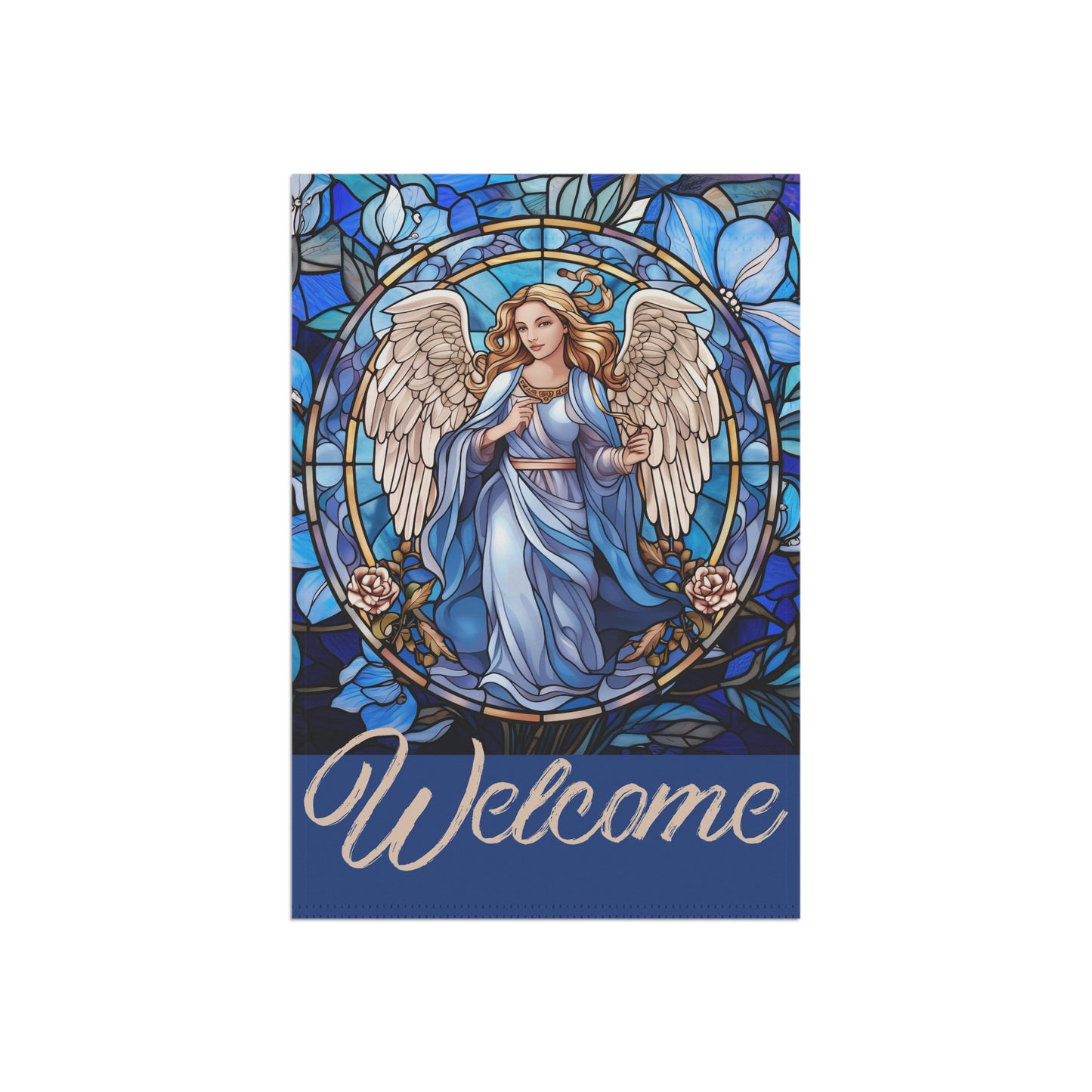 Blue Angel Floral Welcome Garden & House Flag/Banner