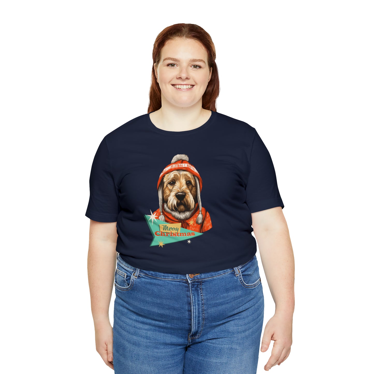 Soft Coated Wheaten Terrier Retro Merry Christmas Unisex Jersey Short Sleeve Tee