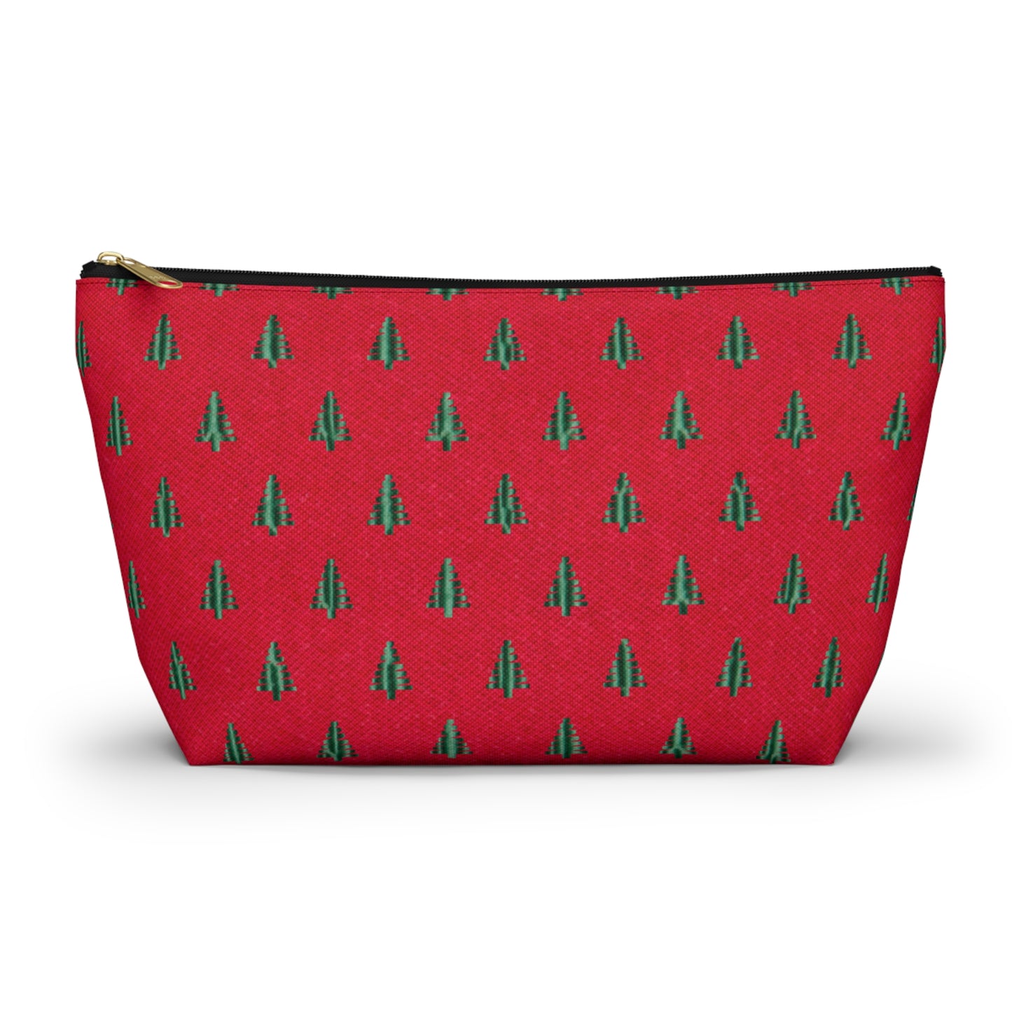 Tiny Tree Print on Red Accessory Pouch w T-bottom