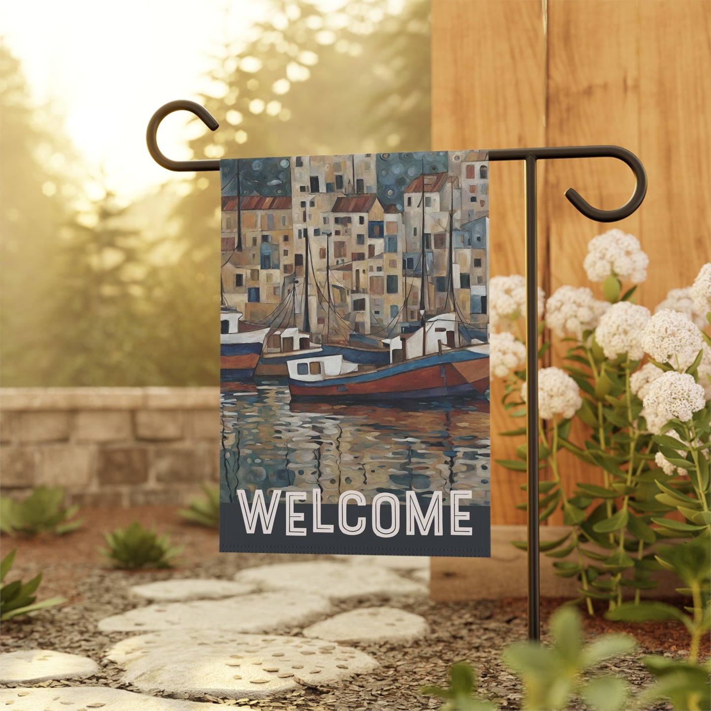 Boat Town Welcome 2-Sided Garden & House Flag/Banner