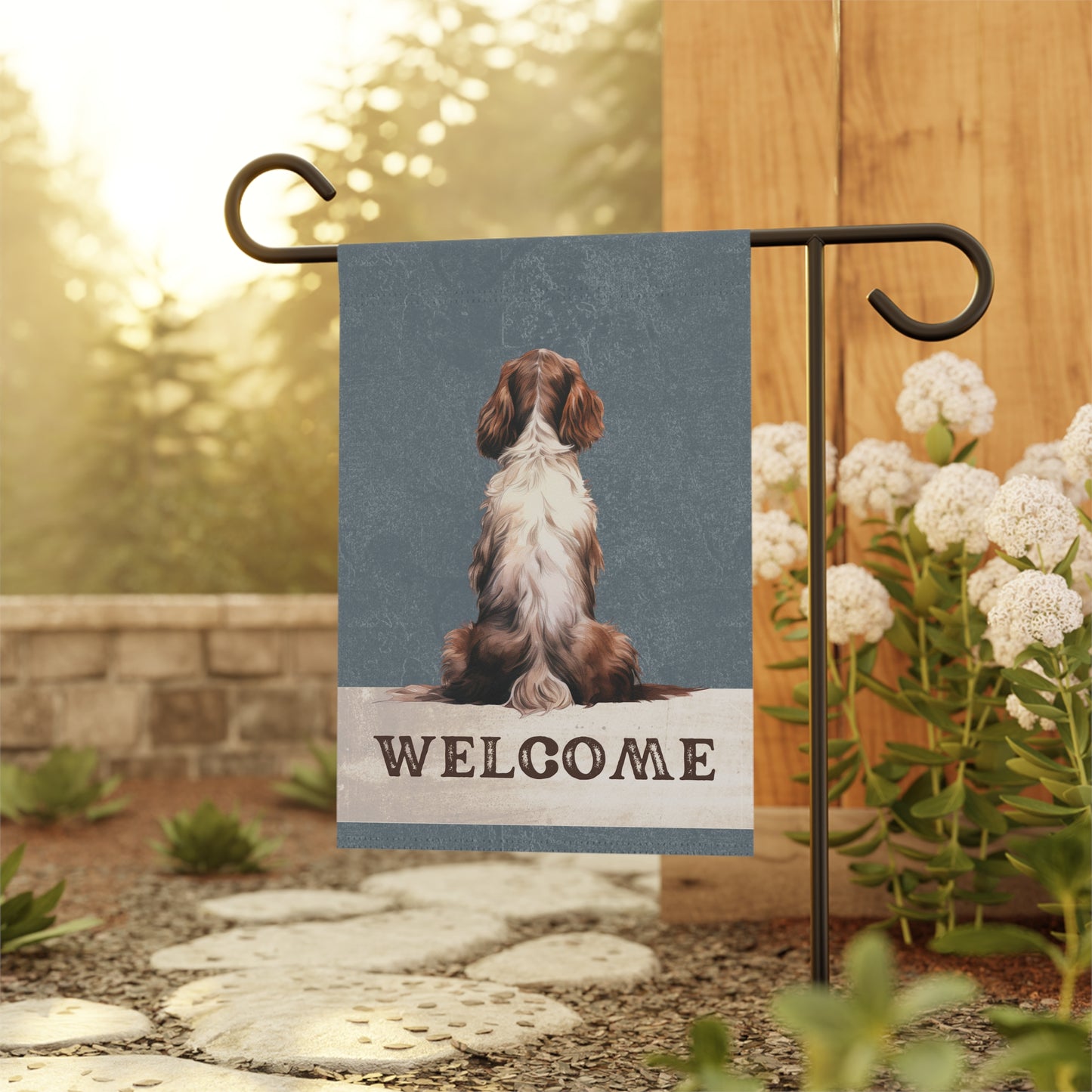 English Springer Spaniel Welcome 2-Sided Garden & House Flag/Banner