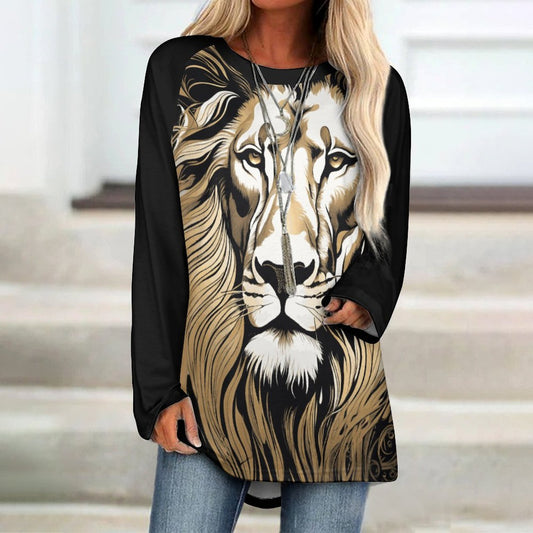 Lion Women's Long Sleeve U-Neck T-Shirt
