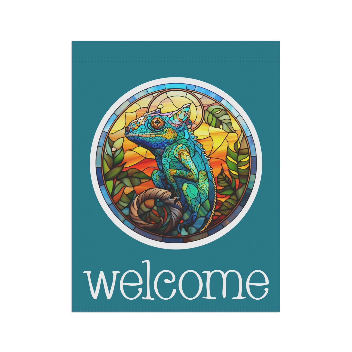 Chameleon Welcome 2-Sided  Garden & House Flag/Banner