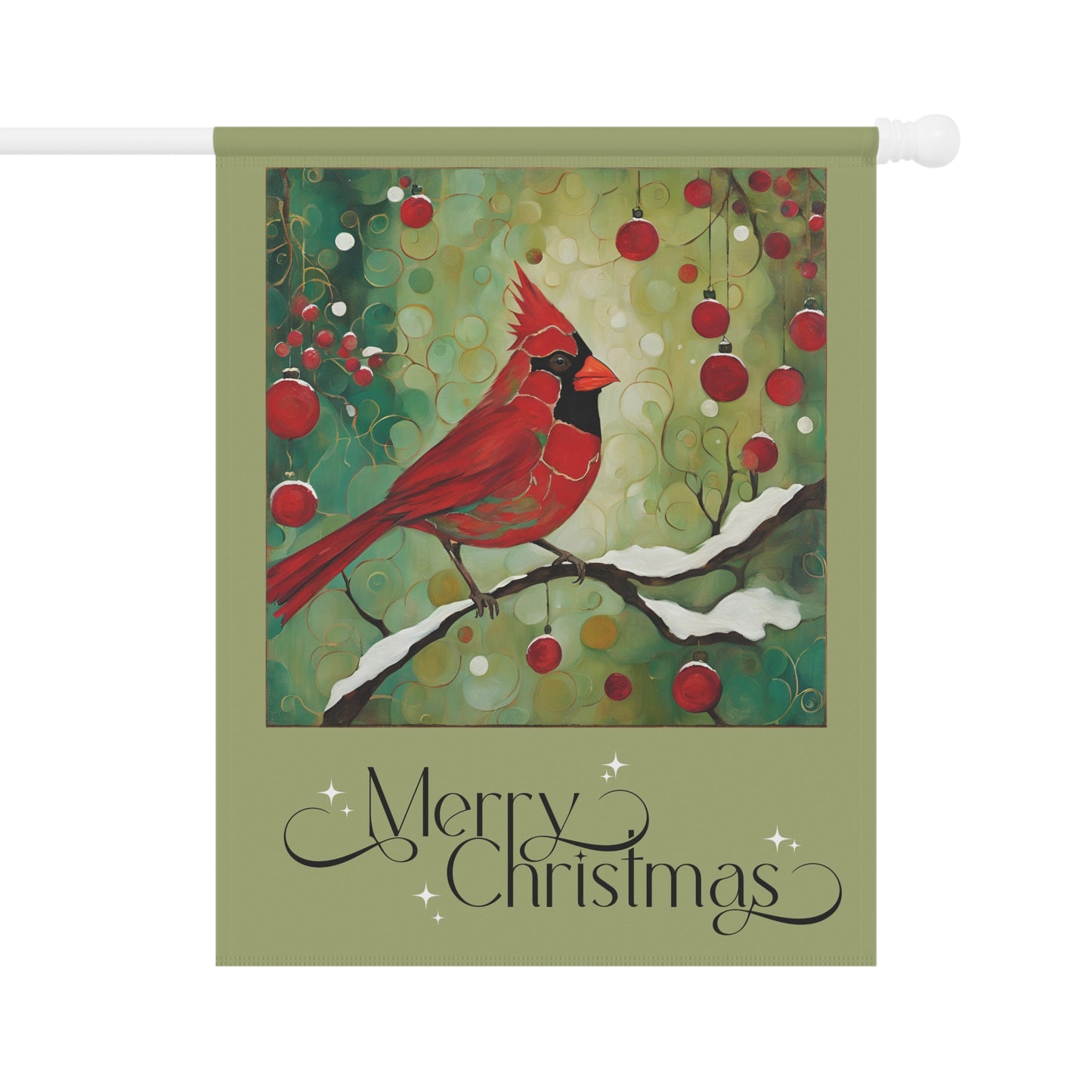 Cardinal Merry Christmas 2-Sided Garden & House Flag/Banner