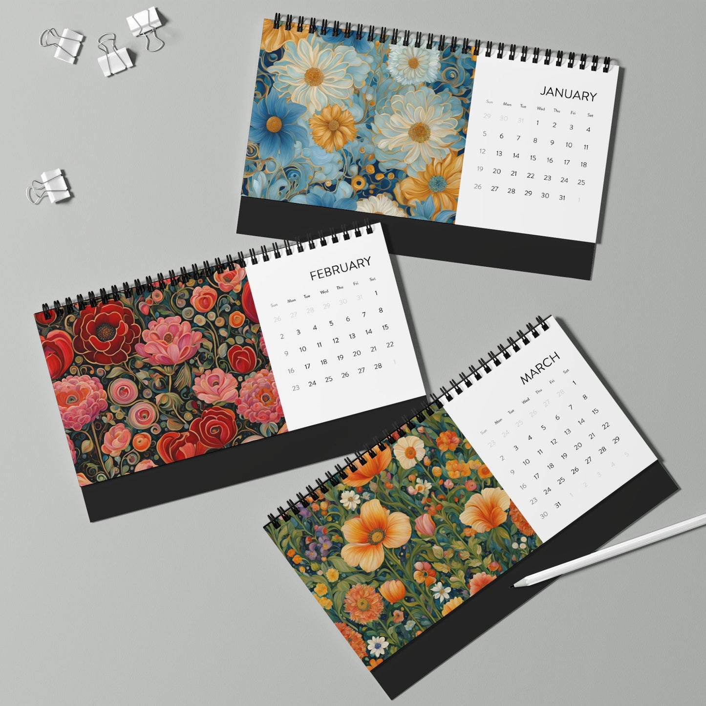 A Year of Flowers 2025 Desktop Calendar